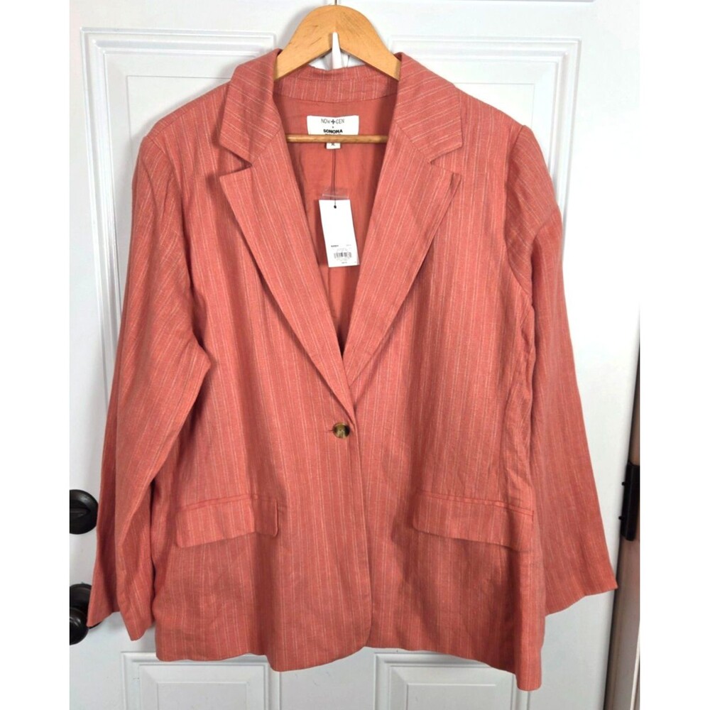 NWT Now + Gen x Sonoma Linen Blend Blazer Jacket Size XL